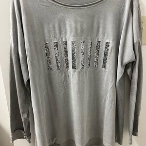 Gray Long Sleeve Top